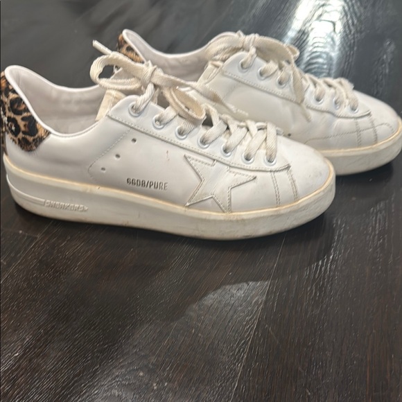 Golden Goose Pure Star Sneakers with Leopard Accent